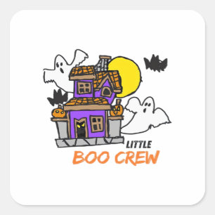 Hand Drawn Little Boo Crew Halloween Square Sticker