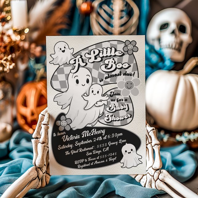 Hand Drawn Little Boo Ghost Halloween Baby Shower Invitation (Creator Uploaded)