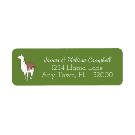 Hand Drawn Llama U-Pick Background Colour Return Address Label