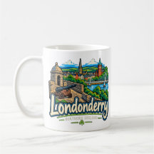 Hand Drawn Londonderry Northern Ireland Travel Art