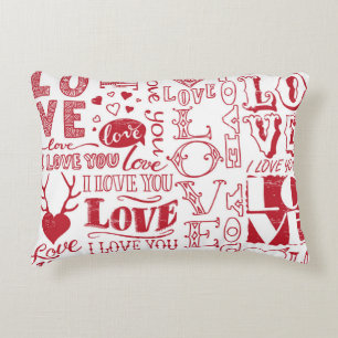 hand-drawn love doodles accent pillow