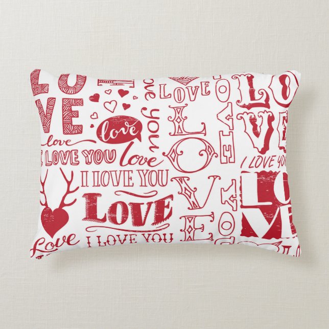 hand-drawn love doodles  accent pillow (Front)