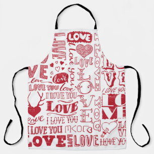 hand-drawn love doodles  apron