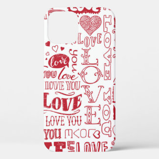 hand-drawn love doodles  iPhone 12 case