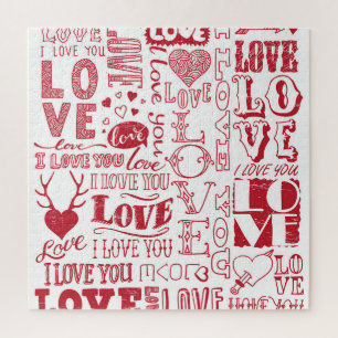 Hand-drawn love doodles, charming pattern. jigsaw puzzle