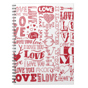 Hand-drawn love doodles, charming pattern. notebook