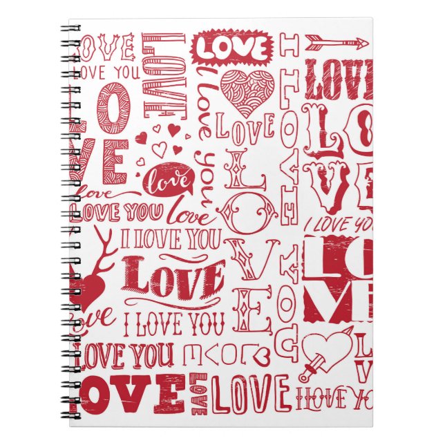 Hand-drawn love doodles, charming pattern. notebook (Front)