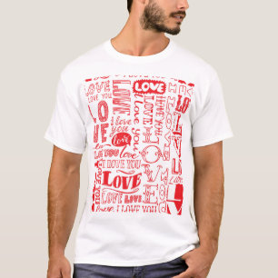 Hand-Drawn Love Doodles Seamless Background T-Shirt
