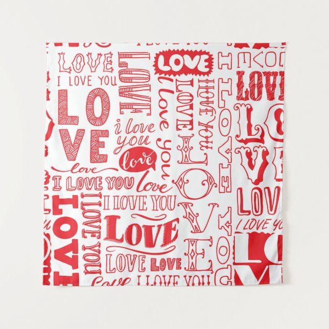 Hand-Drawn Love Doodles Seamless Background Tapestry (Front)