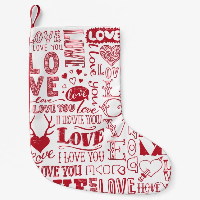 hand-drawn love doodles  small christmas stocking (Front)