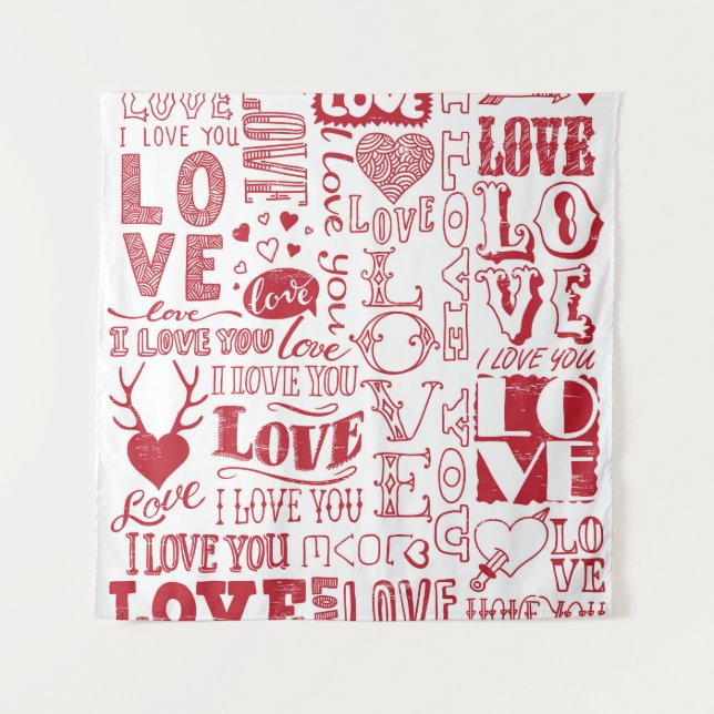 hand-drawn love doodles  tapestry (Front)