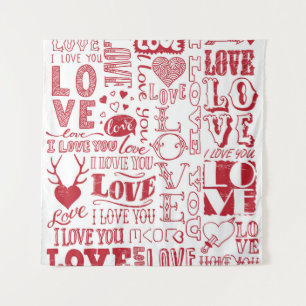 hand-drawn love doodles  tapestry