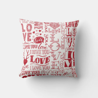 hand-drawn love doodles  throw pillow