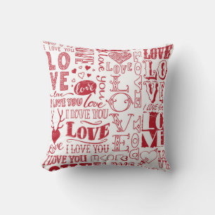 hand-drawn love doodles throw pillow