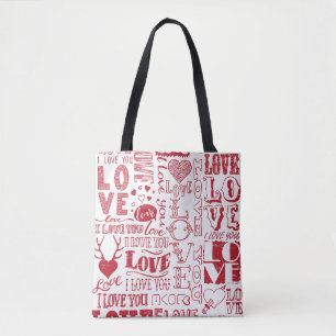 hand-drawn love doodles  tote bag
