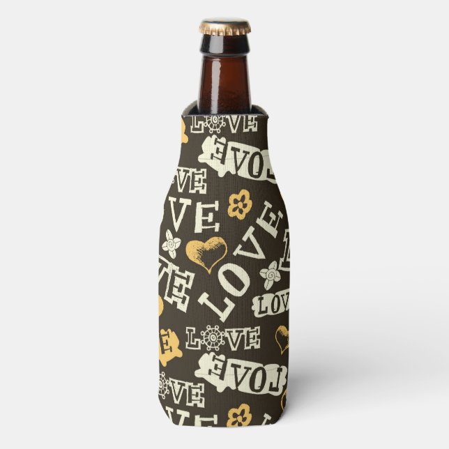 Hand Drawn Love Pattern Bottle Cooler (Bottle Front)