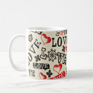 hand drawn love pattern coffee mug