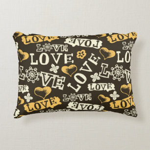 Hand Drawn Love Pattern Decorative Pillow
