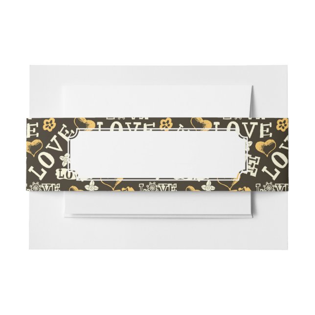 Hand Drawn Love Pattern Invitation Belly Band (Front Example)