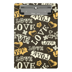 Hand Drawn Love Pattern Mini Clipboard