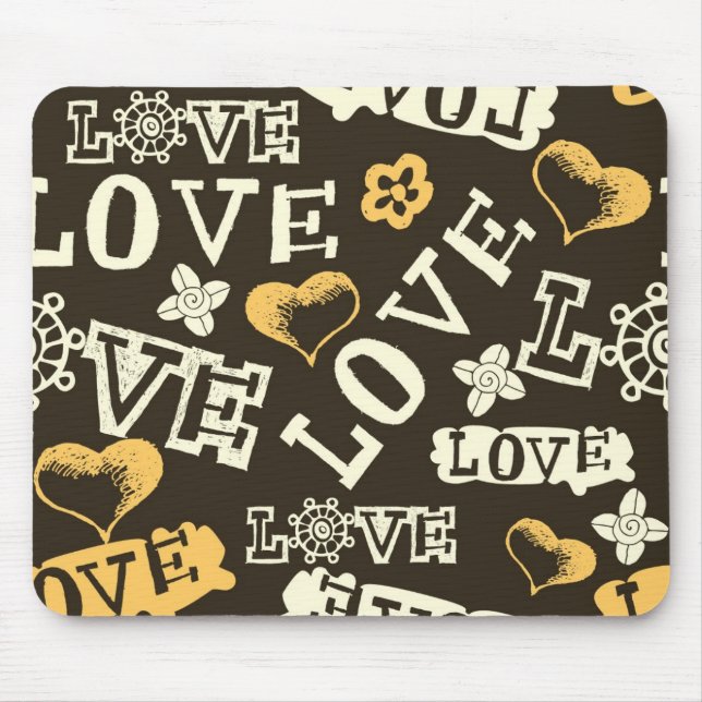 Hand Drawn Love Pattern Mouse Pad (Front)