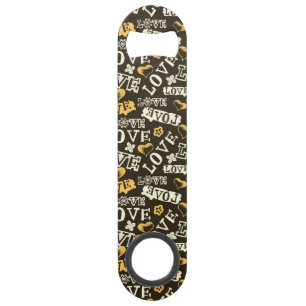 Hand Drawn Love Pattern Speed Bottle Opener