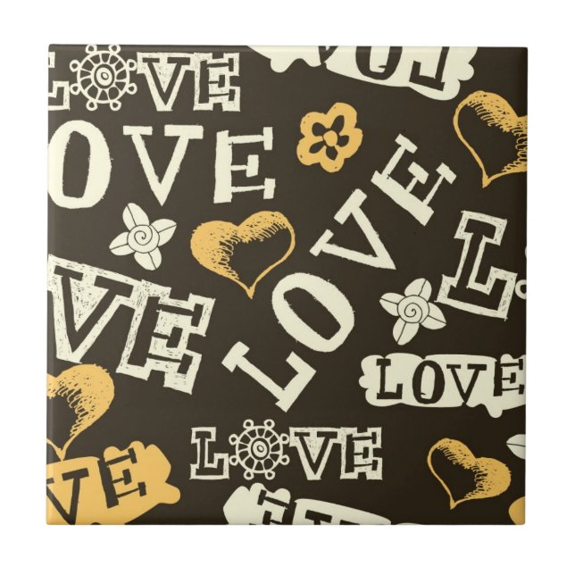 Hand Drawn Love Pattern Tile (Front)