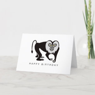 Hand drawn - MACAQUE - Monkey - Wildlife - Nature Card