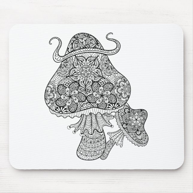 Hand Drawn Magic Mushrooms Doodle Mouse Pad (Front)