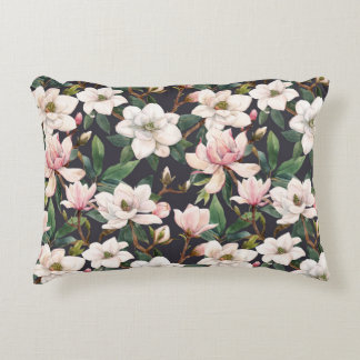 Hand-drawn magnolias: watercolor seamless. accent pillow