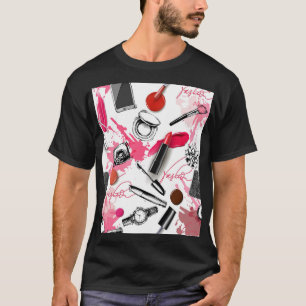 Hand-drawn makeup, vintage graphic pattern. T-Shirt