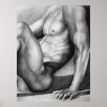 Hand Drawn Male-nude Art Charcoal Drawing Cool