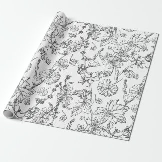 Hand Drawn Mallow Medicinal Cosmetic Wildflower Wr Wrapping Paper