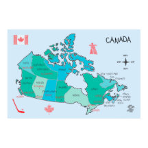 Hand-drawn map of Canada with illustrations