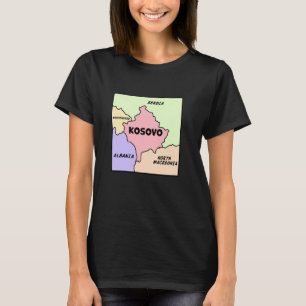 Hand drawn map of Kosovo, names of Neighbouring Co T-Shirt