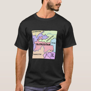 hand drawn map of Tajikistan, names of Neighbourin T-Shirt
