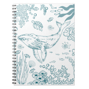 Hand-drawn Marine Life Notebook