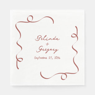 Hand Drawn Maroon Illustrations Doodles Wedding Napkin