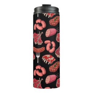 hand-drawn meat products pattern thermal tumbler