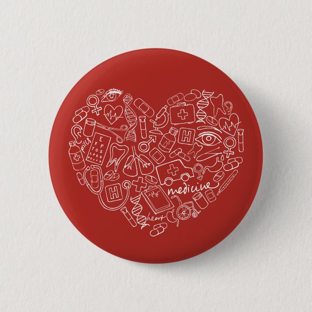 Hand Drawn Medial Doodle Logo 2 Inch Round Button (Front)