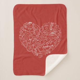 Hand Drawn Medial Doodle Logo Sherpa Blanket