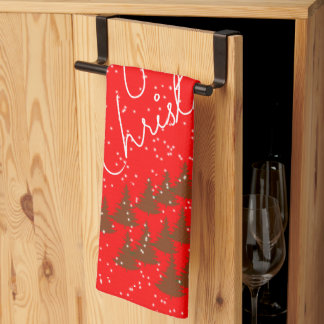 Hand-Drawn Merry Christmas Kitchen Towel