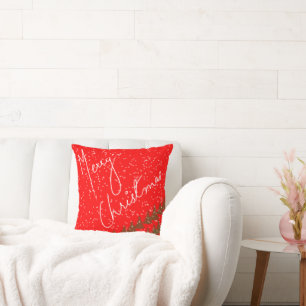 Hand-Drawn Merry Christmas Throw Pillow