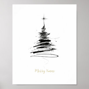 Hand-Drawn Merry Christmas Tree Poster