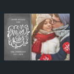 Hand Drawn Merry Kisses Typography Christmas Photo Holiday Card<br><div class="desc">Romantic and modern holiday Christmas photo card featuring our hand drawn typography that says  "Merry Kisses." Perfect for the newly married couple. Comes with a snowflake design on the back.</div>