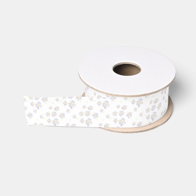 Hand Drawn Mini Florals (purple) Grosgrain Ribbon (Spool)