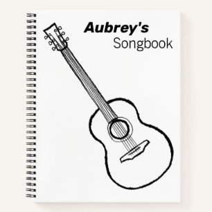 Hand-drawn Minimal Guitar Spiral Notebook
