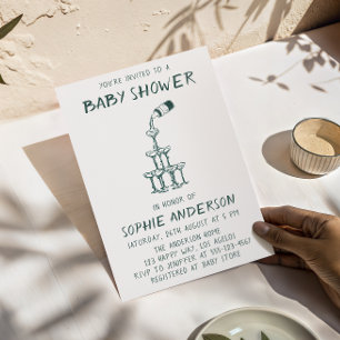 Hand Drawn Minimalist Baby Shower Party  Invitation