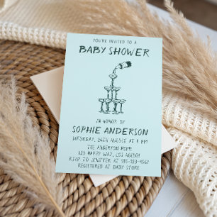 Hand Drawn Minimalist Baby Shower Party Invitation