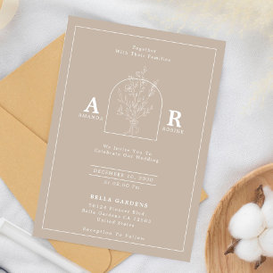 Hand Drawn Minimalist Elegant Wedding  Invitation